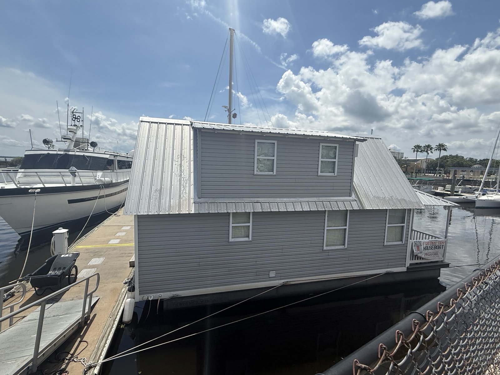 The Famous Houseboat docked at Monroe Harbour Marina, Sanford